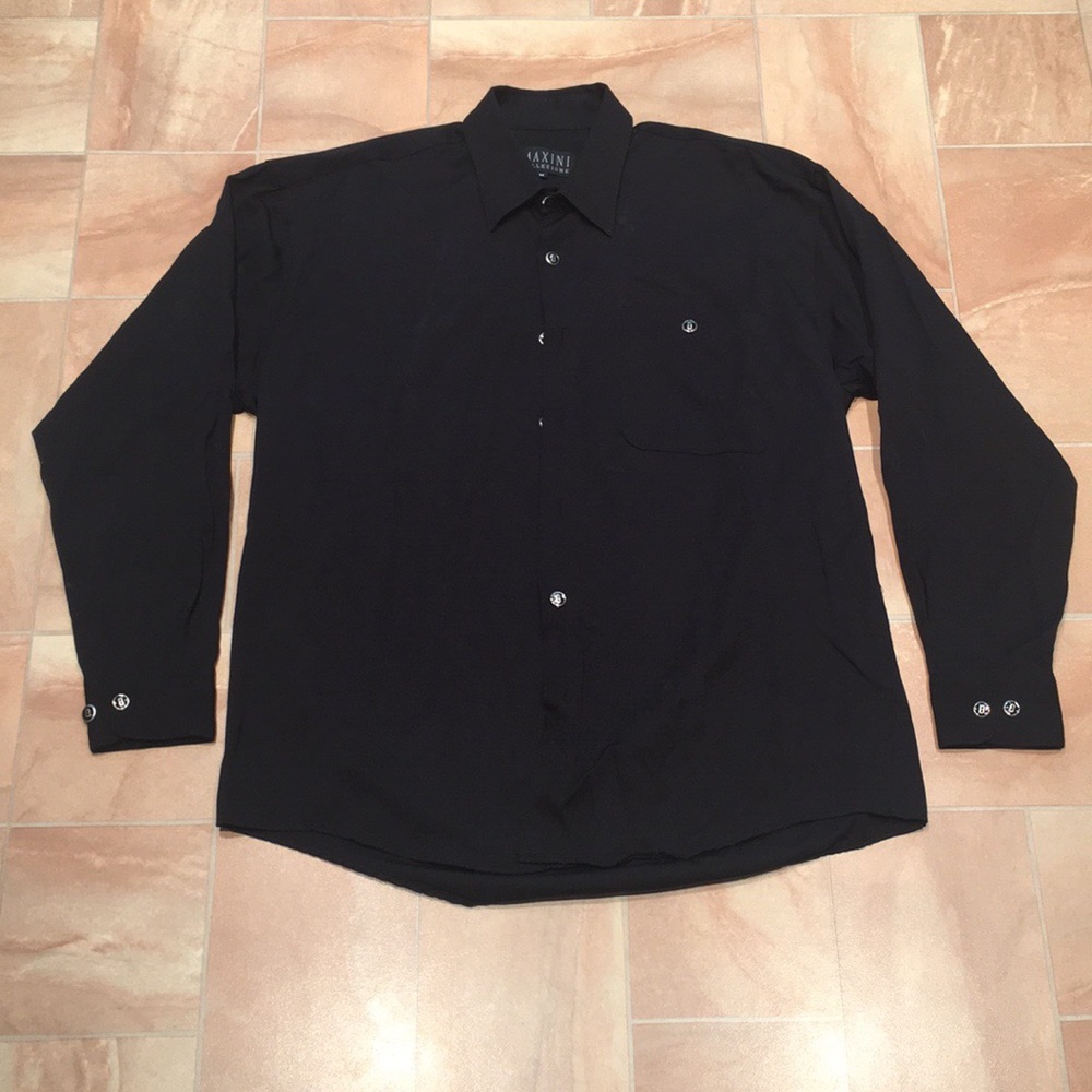 Maxini Collezione Men's Black Long Sleeve Button Down Shirt